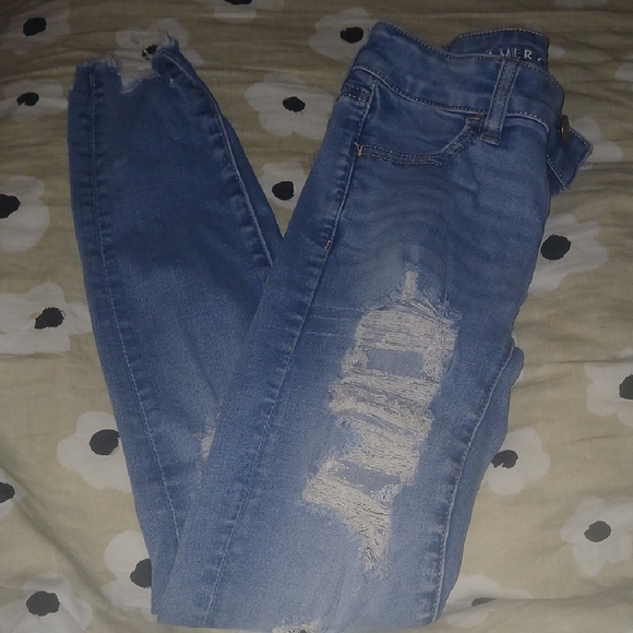 American Eagle Outfitters Denim - American Eagle Outfitters Skinny Blue Jeans with Distressed Detailing